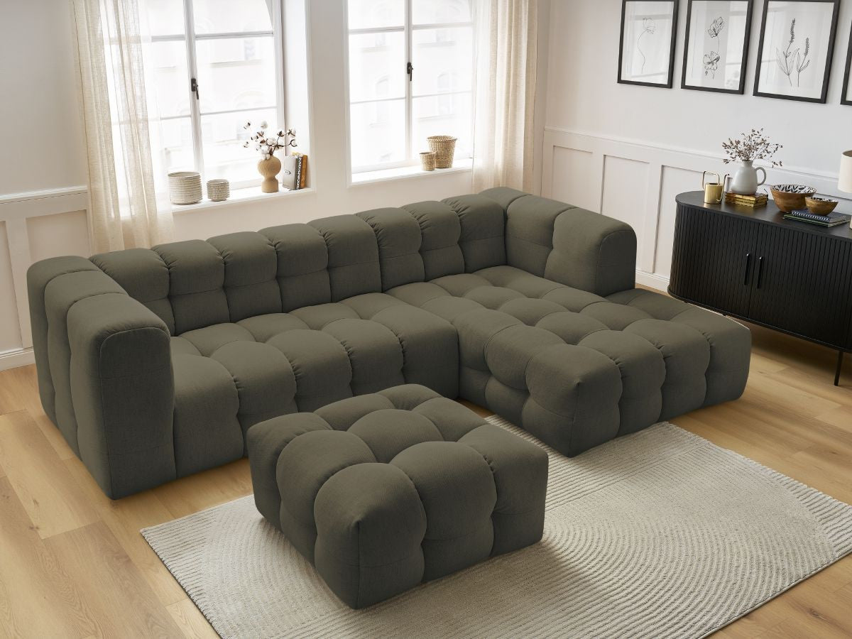 Canapé d'angle fixe CLOUD avec pouf Angle droit