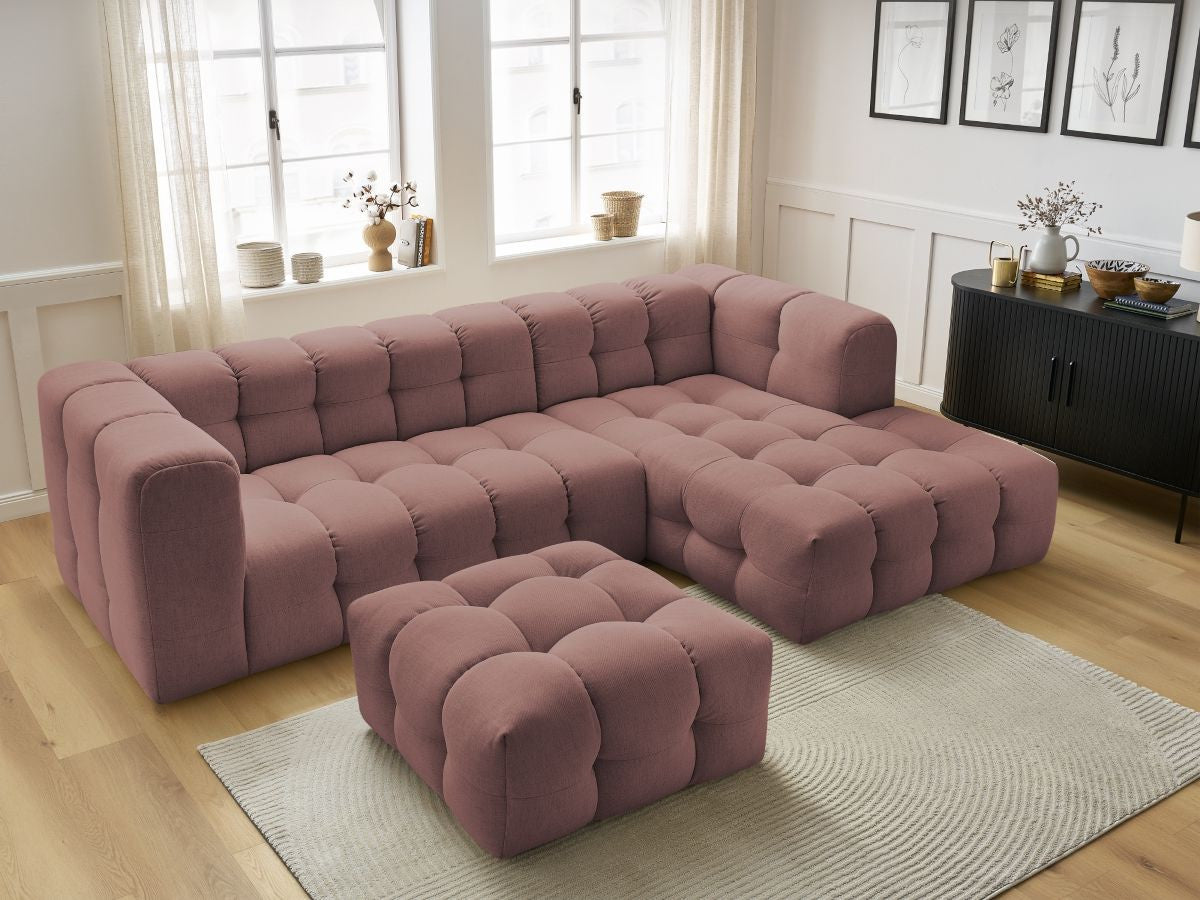 Canapé d'angle fixe CLOUD avec pouf Angle droit