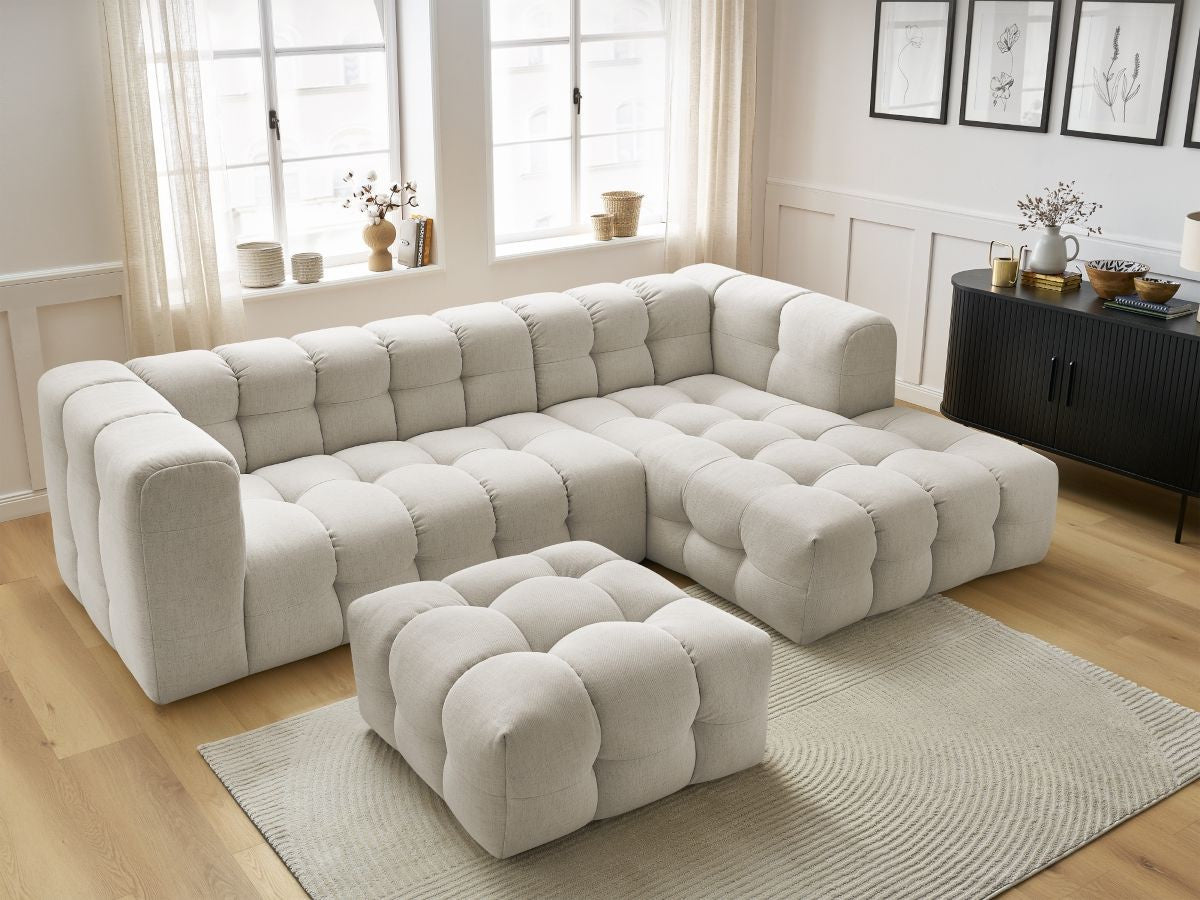 Canapé d'angle fixe CLOUD avec pouf Angle droit