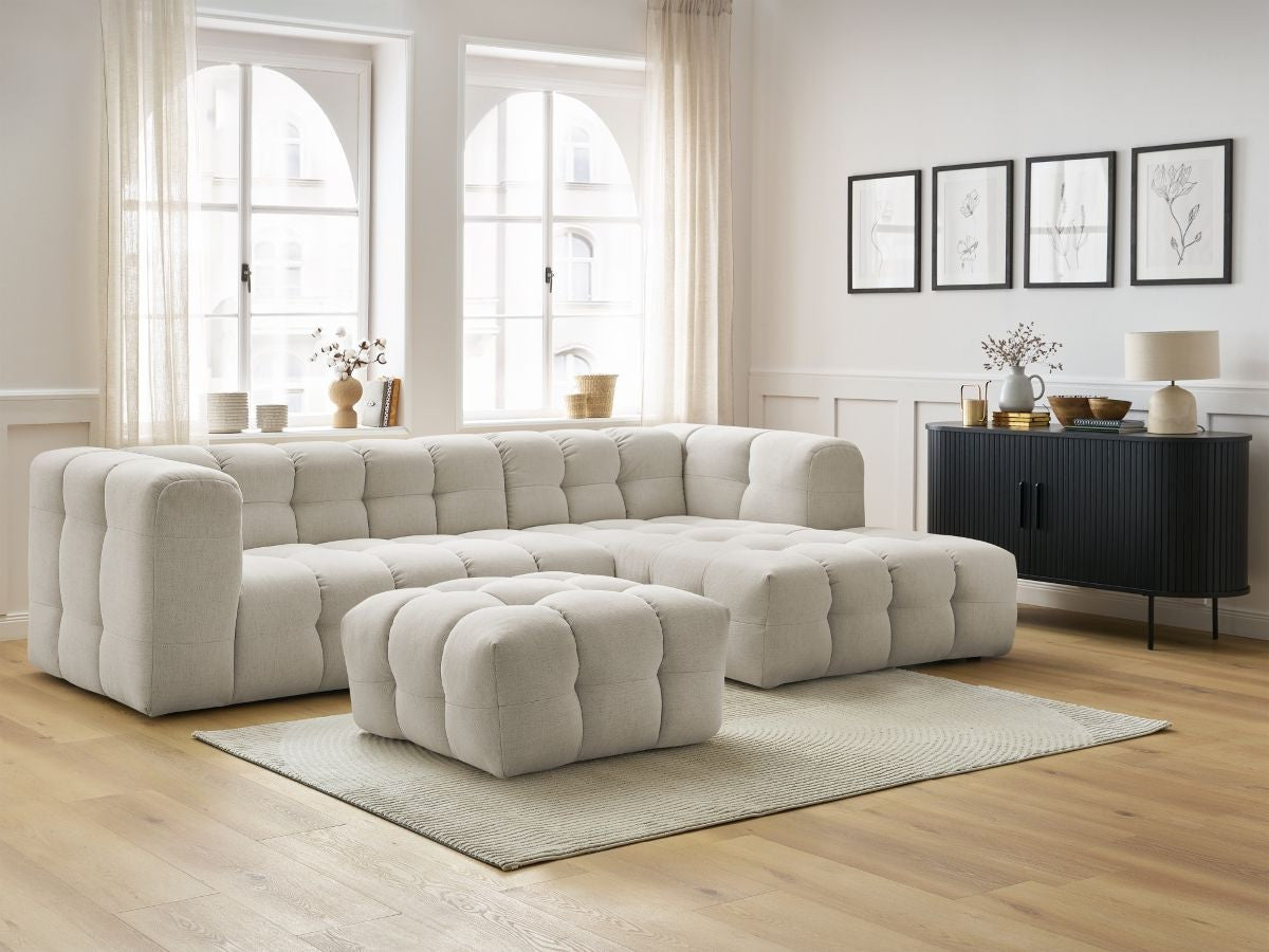 Canapé d'angle fixe CLOUD avec pouf Angle droit