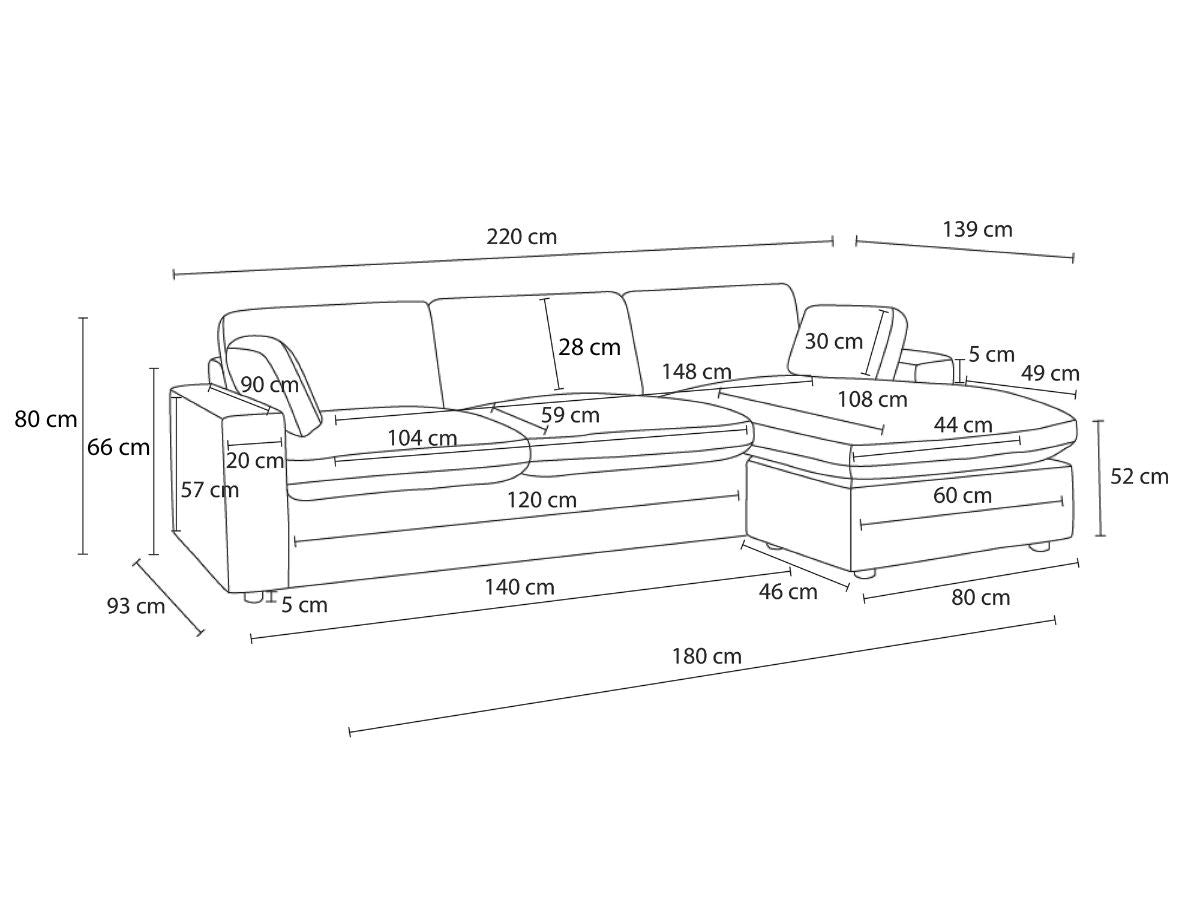 Canapé d'angle fixe réversible compact BELAIR