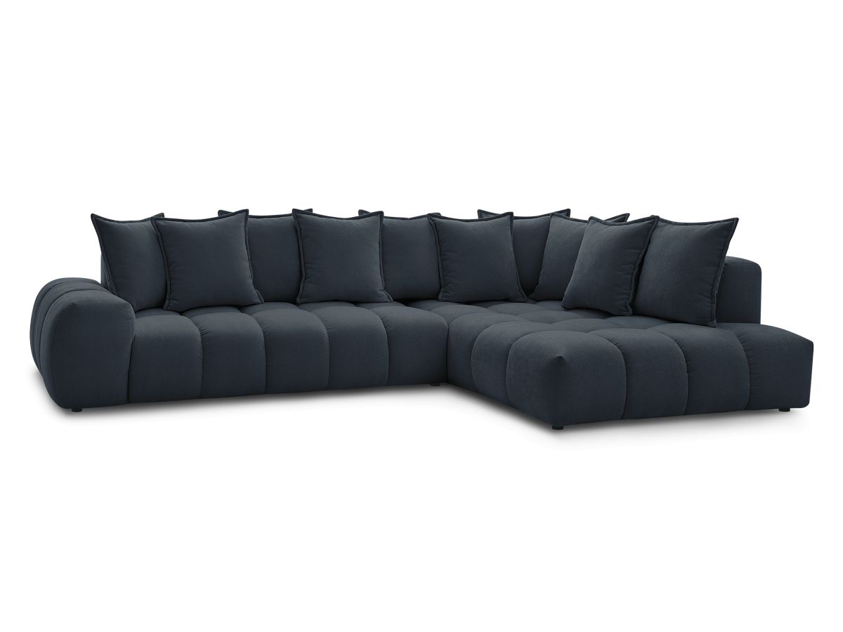 Canapé d'angle fixe EVEREST tissu texturé - Angle droit - 10 coussins