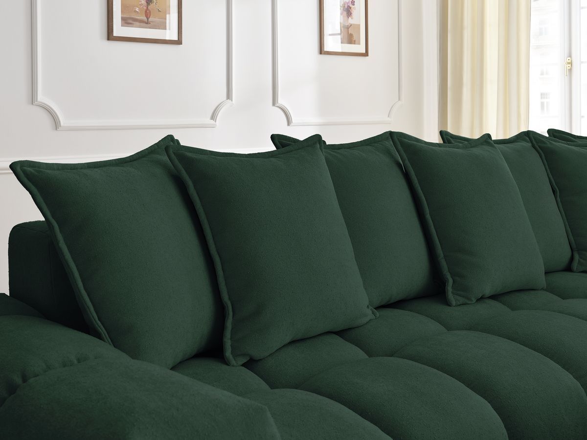 Canapé d'angle fixe EVEREST tissu texturé - Angle droit - 10 coussins