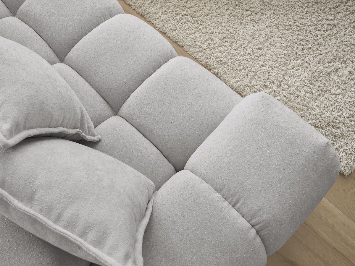 Canapé d'angle fixe EVEREST tissu texturé - Angle droit - 10 coussins