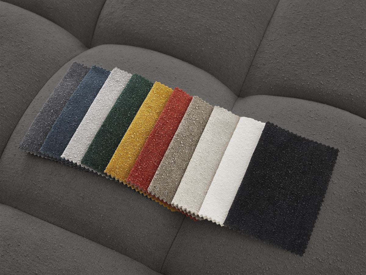 Canapé d'angle fixe EVEREST tissu texturé - Angle droit - 10 coussins