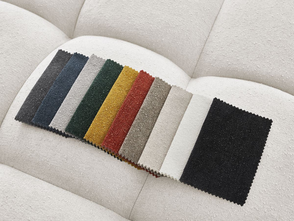 Canapé d'angle fixe EVEREST tissu texturé - Angle droit - 10 coussins