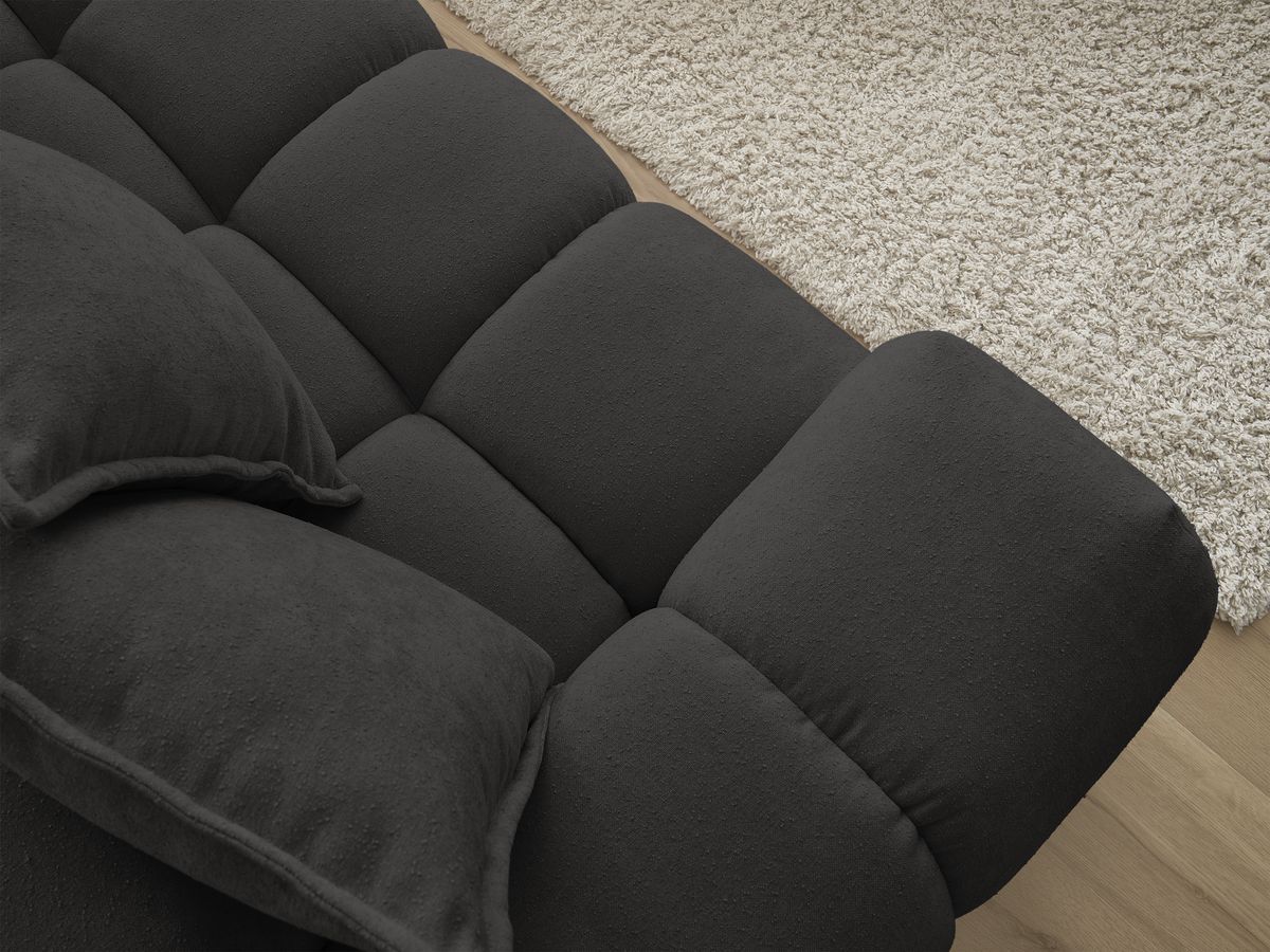 Canapé d'angle fixe EVEREST tissu texturé - Angle droit - 10 coussins