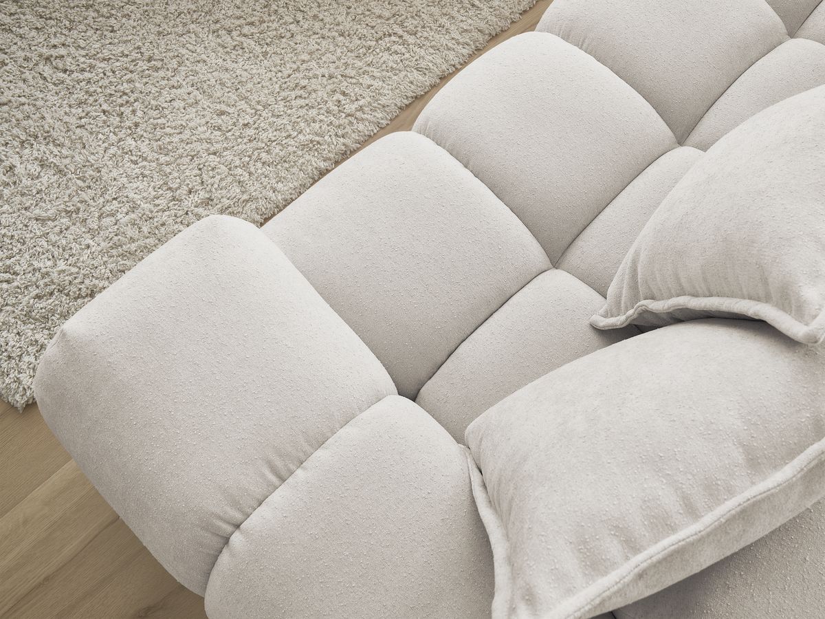 Canapé d'angle fixe EVEREST tissu texturé - Angle gauche - 10 coussins
