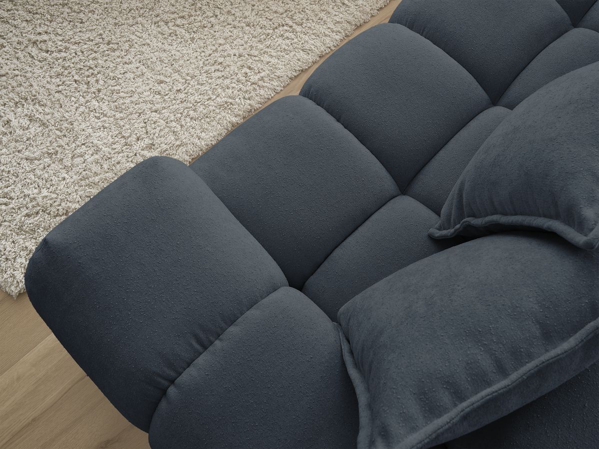 Canapé d'angle fixe EVEREST tissu texturé - Angle gauche - 10 coussins