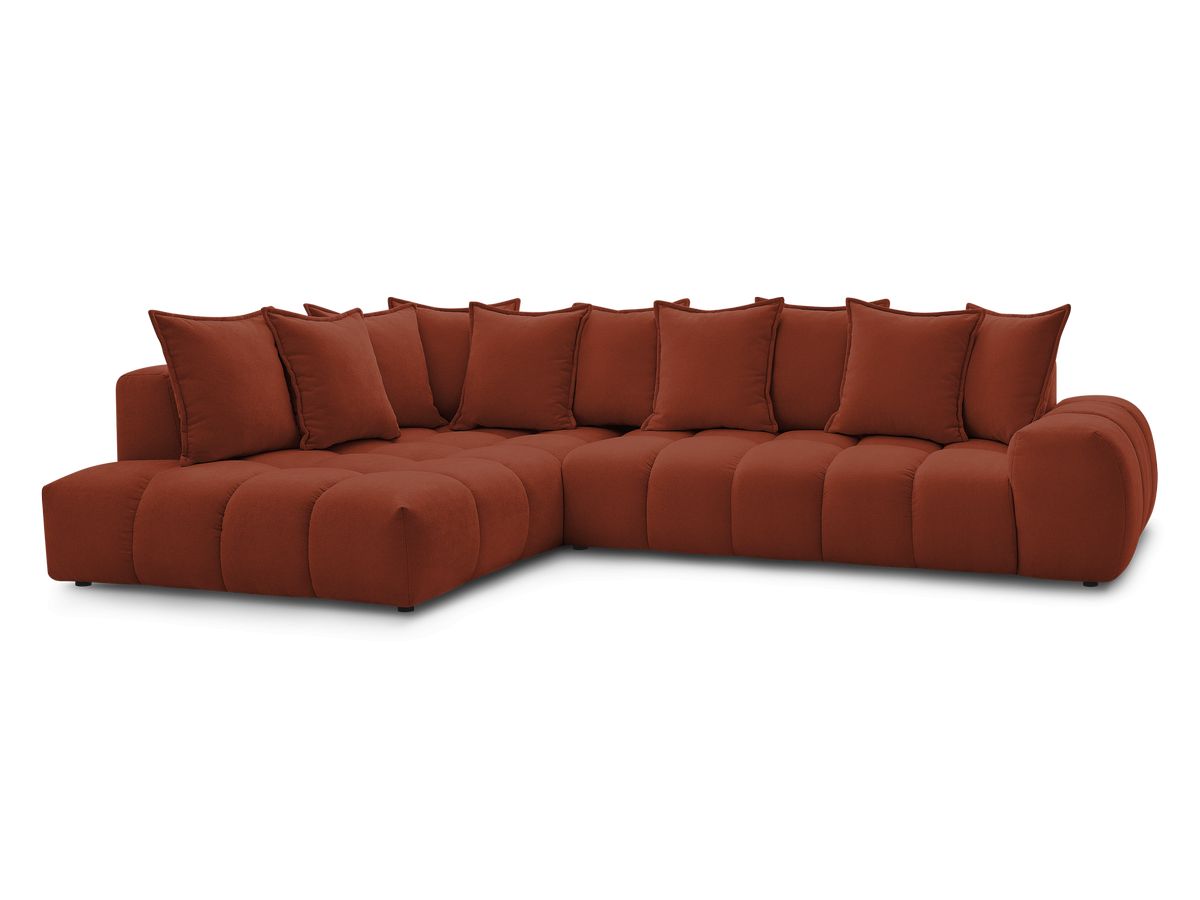 Canapé d'angle fixe EVEREST tissu texturé - Angle gauche - 10 coussins