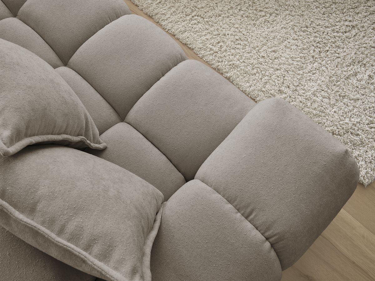 Canapé d'angle fixe EVEREST tissu texturé - Angle droit - 10 coussins