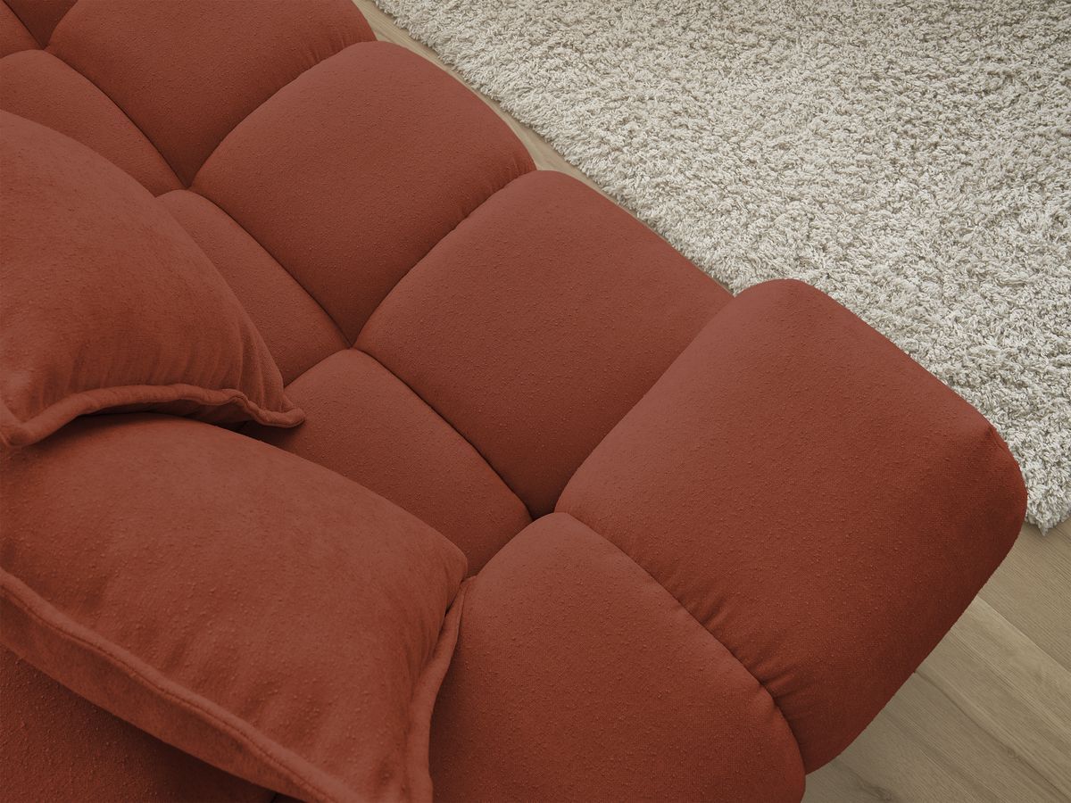 Canapé d'angle fixe EVEREST tissu texturé - Angle droit - 10 coussins