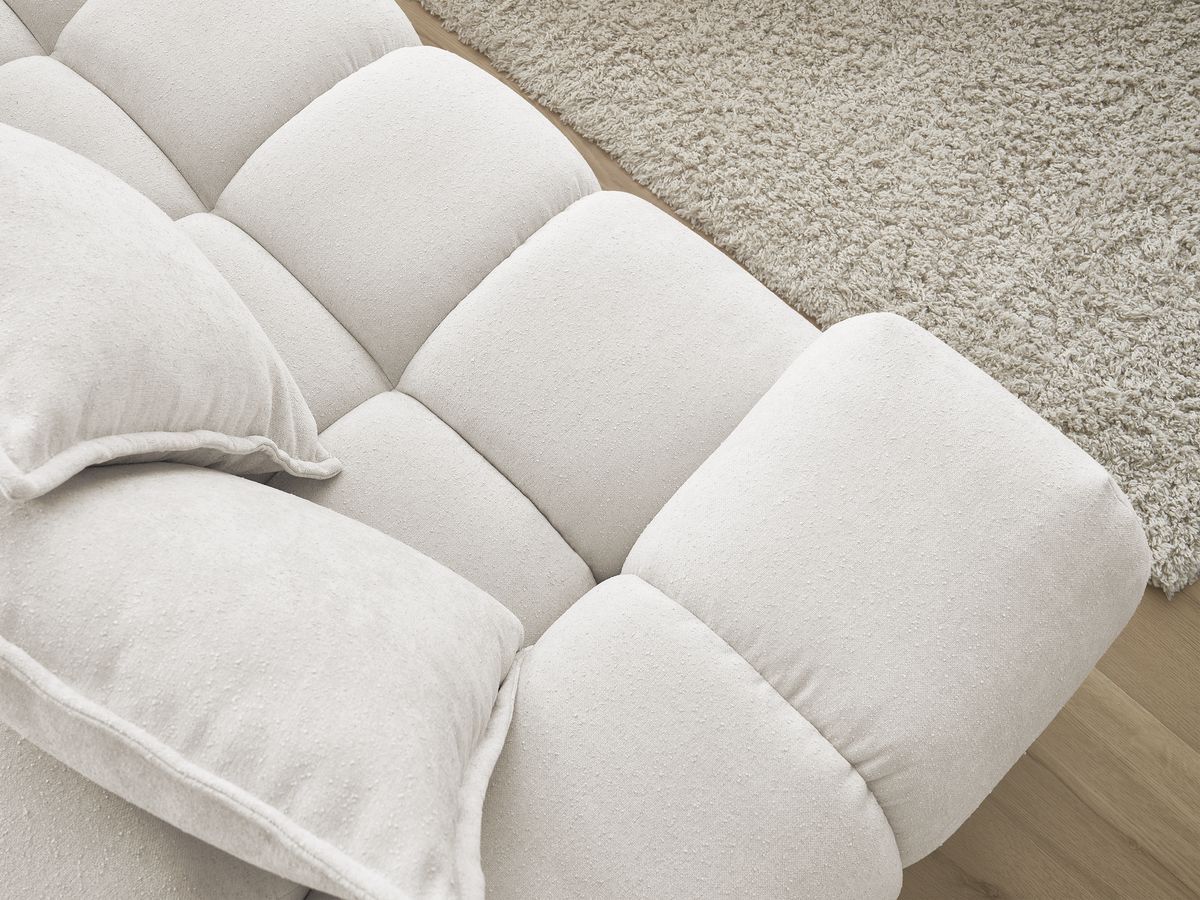 Canapé d'angle fixe EVEREST tissu texturé - Angle droit - 10 coussins