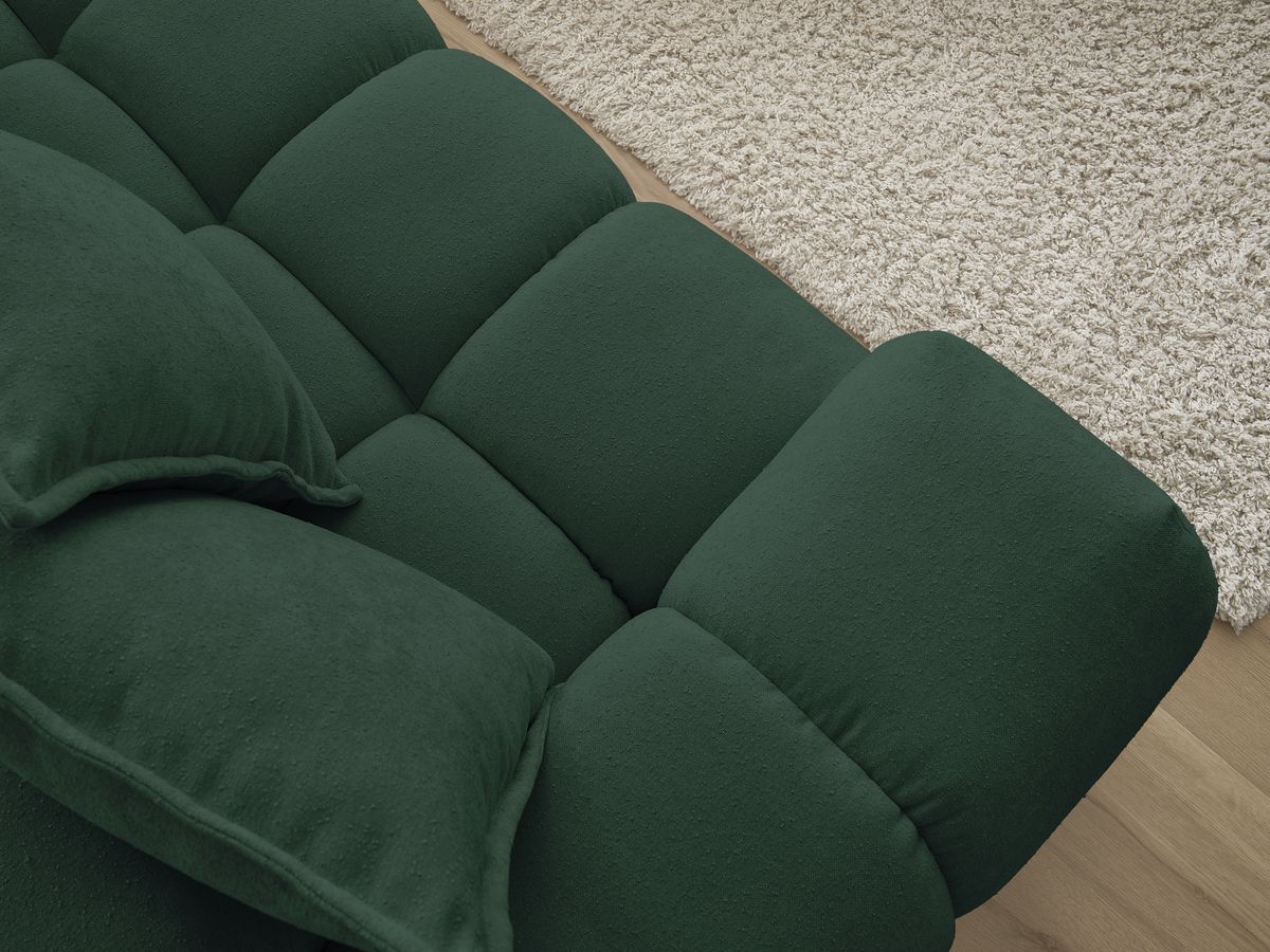 Canapé d'angle fixe EVEREST tissu texturé - Angle droit - 10 coussins