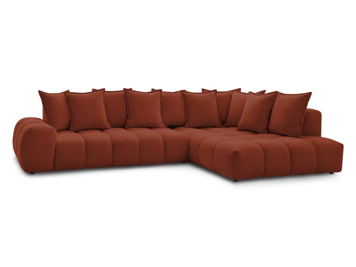Canapé d'angle fixe EVEREST tissu texturé - Angle droit - 10 coussins