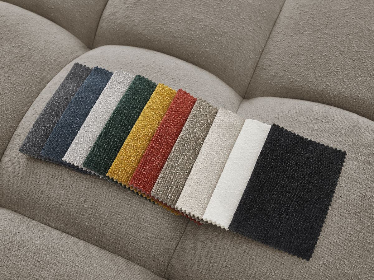 Canapé d'angle fixe EVEREST tissu texturé - Angle droit - 10 coussins