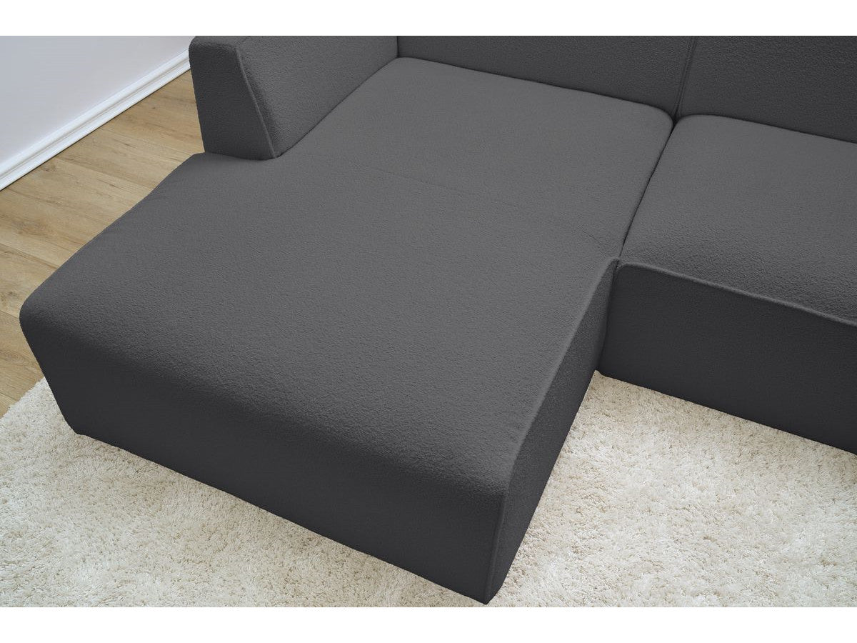 Canapé d'angle fixe MEGEVE tissu bouclette Angle droit