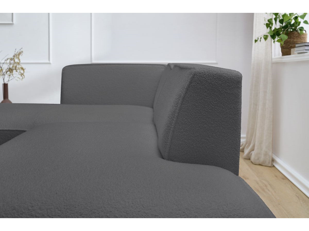 Canapé d'angle fixe MEGEVE tissu bouclette Angle droit
