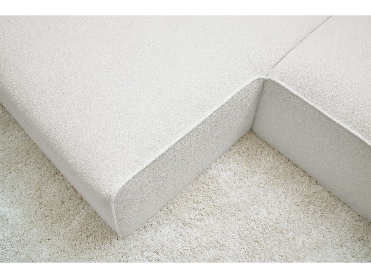 Canapé d'angle fixe MEGEVE tissu bouclette Angle droit