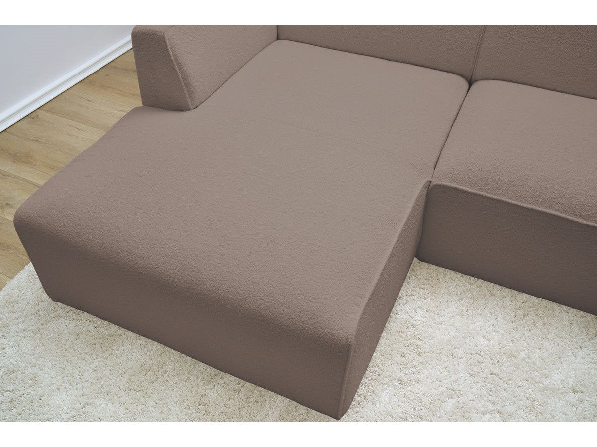 Canapé d'angle fixe MEGEVE tissu bouclette Angle gauche