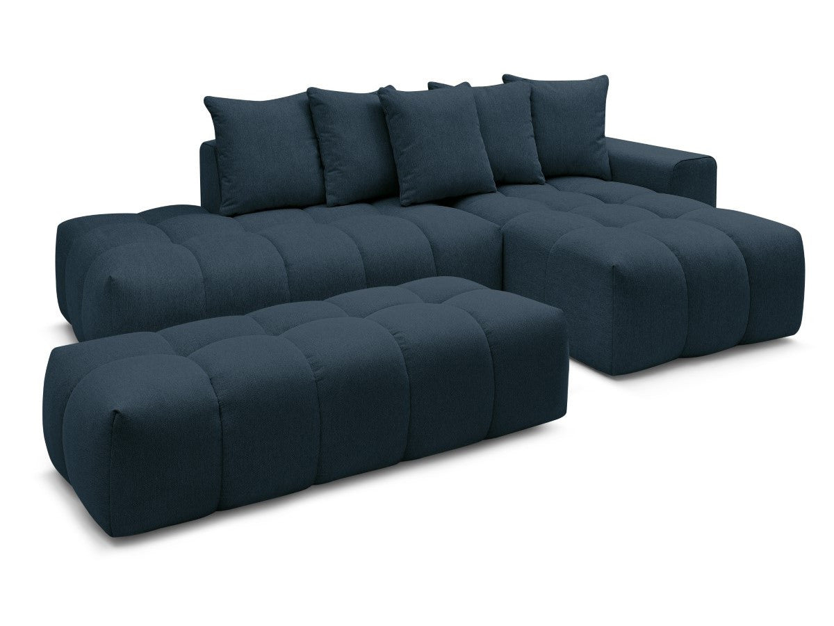 Canapé d'angle fixe MONT-BLANC tissu avec pouf Angle droit