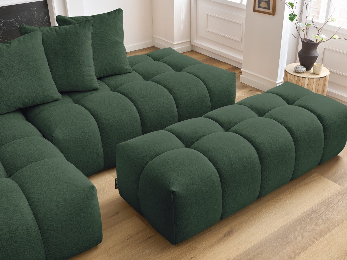 Canapé d'angle fixe MONT-BLANC tissu avec pouf Angle gauche