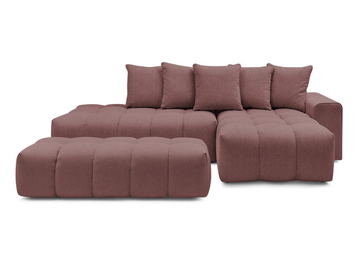 Canapé d'angle fixe MONT-BLANC tissu avec pouf Angle droit