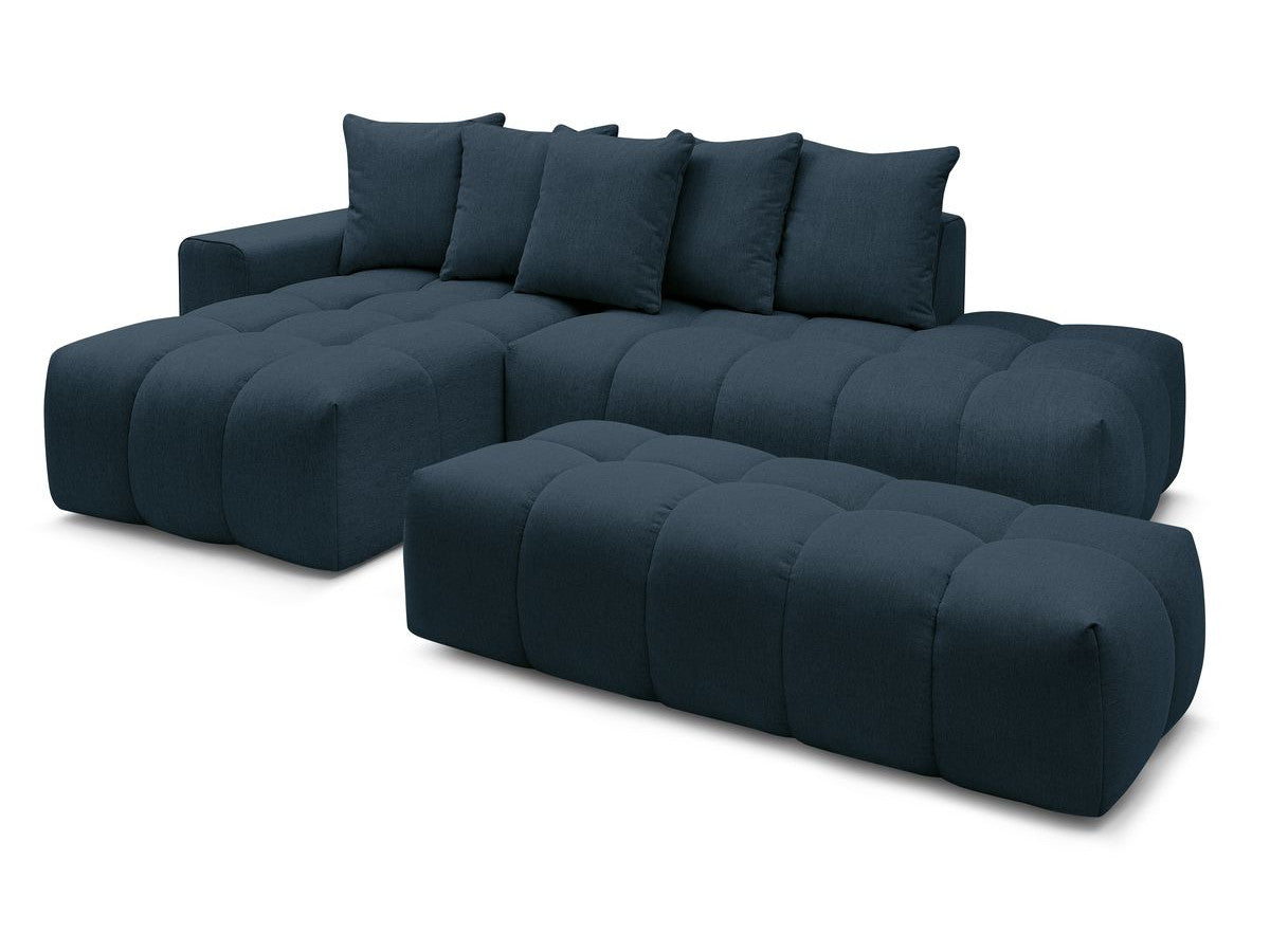Canapé d'angle fixe MONT-BLANC tissu avec pouf Angle gauche