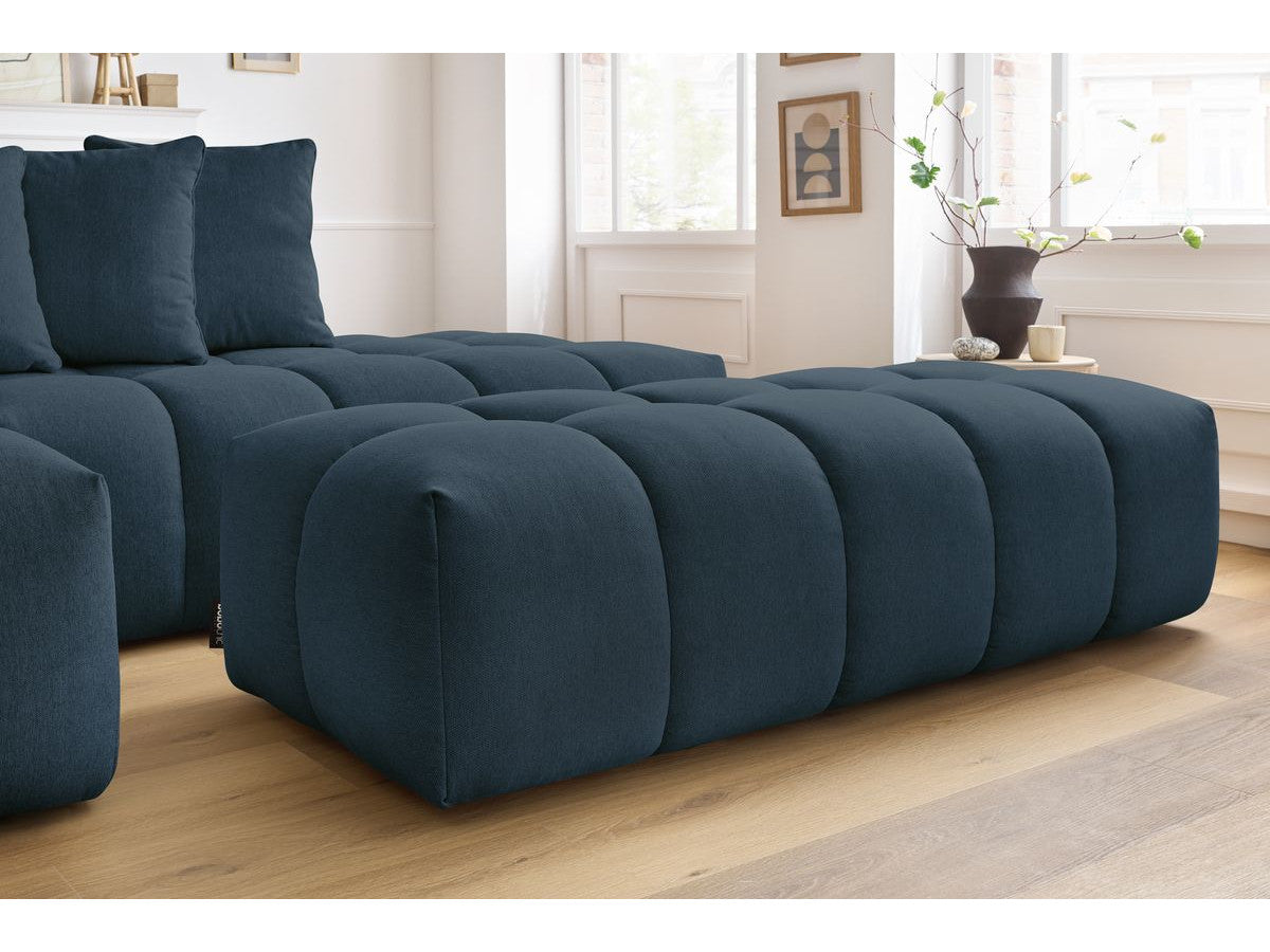 Canapé d'angle fixe MONT-BLANC tissu avec pouf Angle gauche