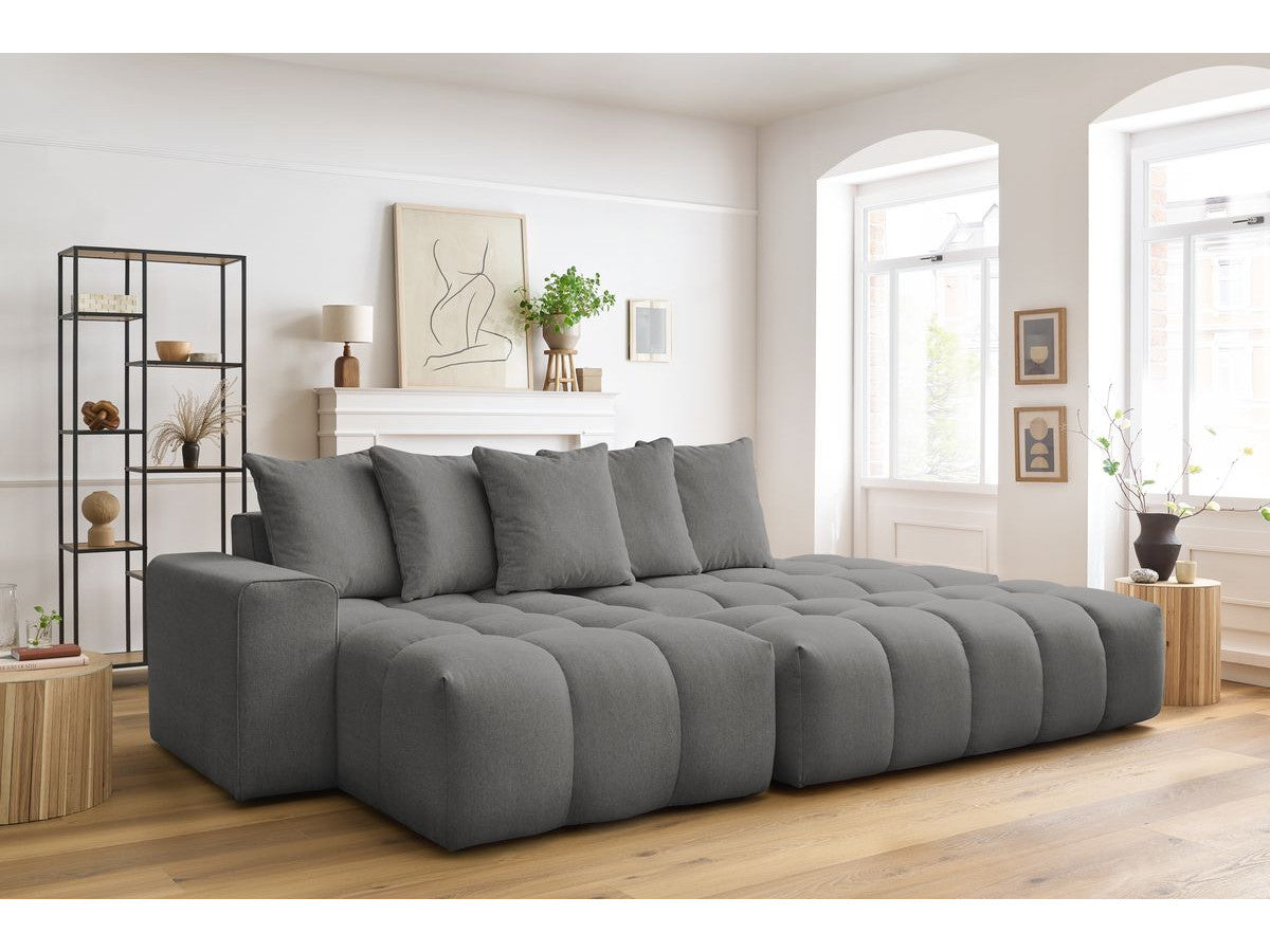 Canapé d'angle fixe MONT-BLANC tissu avec pouf Angle gauche