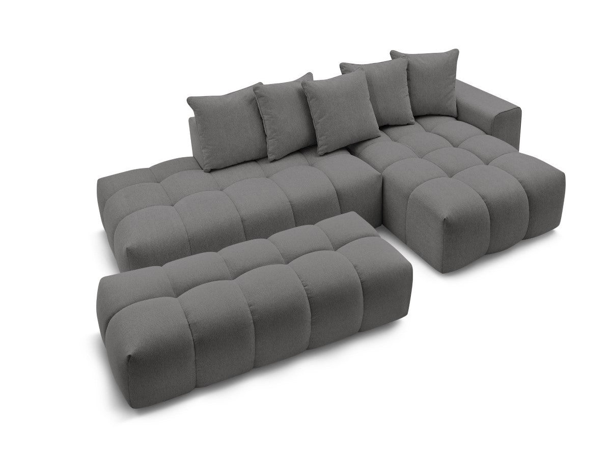Canapé d'angle fixe MONT-BLANC tissu avec pouf Angle droit