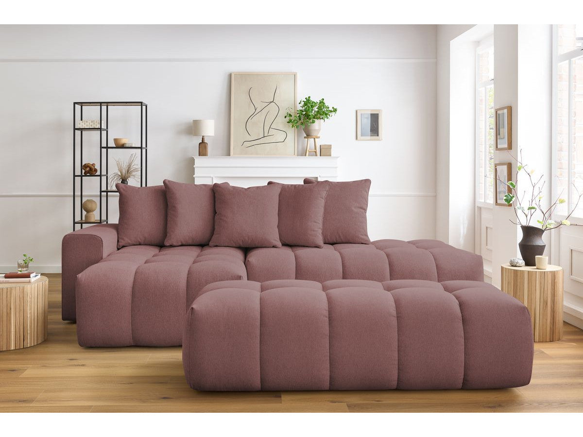 Canapé d'angle fixe MONT-BLANC tissu avec pouf Angle gauche