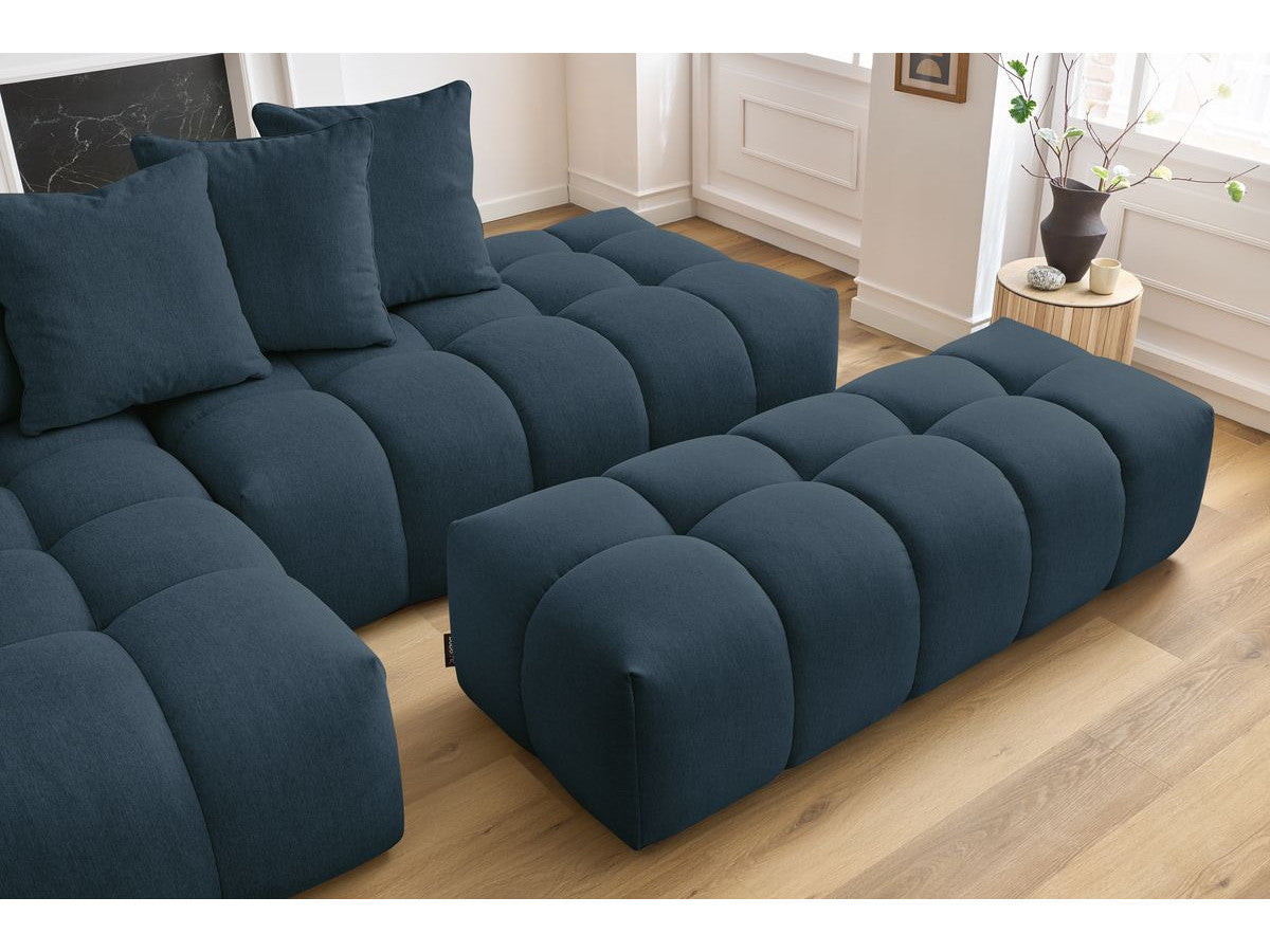 Canapé d'angle fixe MONT-BLANC tissu avec pouf Angle gauche