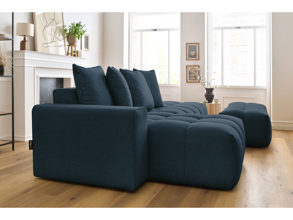 Canapé d'angle fixe MONT-BLANC tissu avec pouf Angle gauche