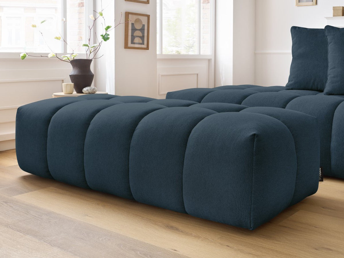 Canapé d'angle fixe MONT-BLANC tissu avec pouf Angle droit