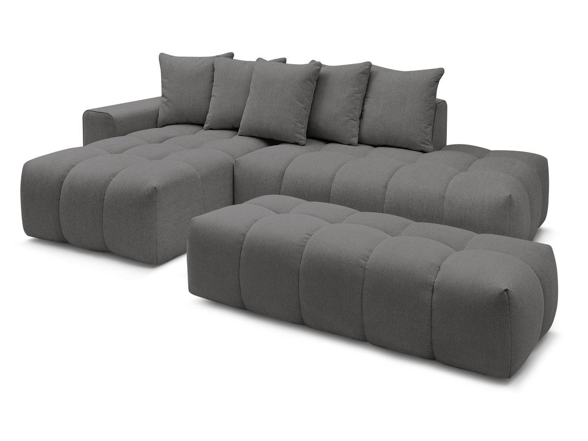 Canapé d'angle fixe MONT-BLANC tissu avec pouf Angle gauche