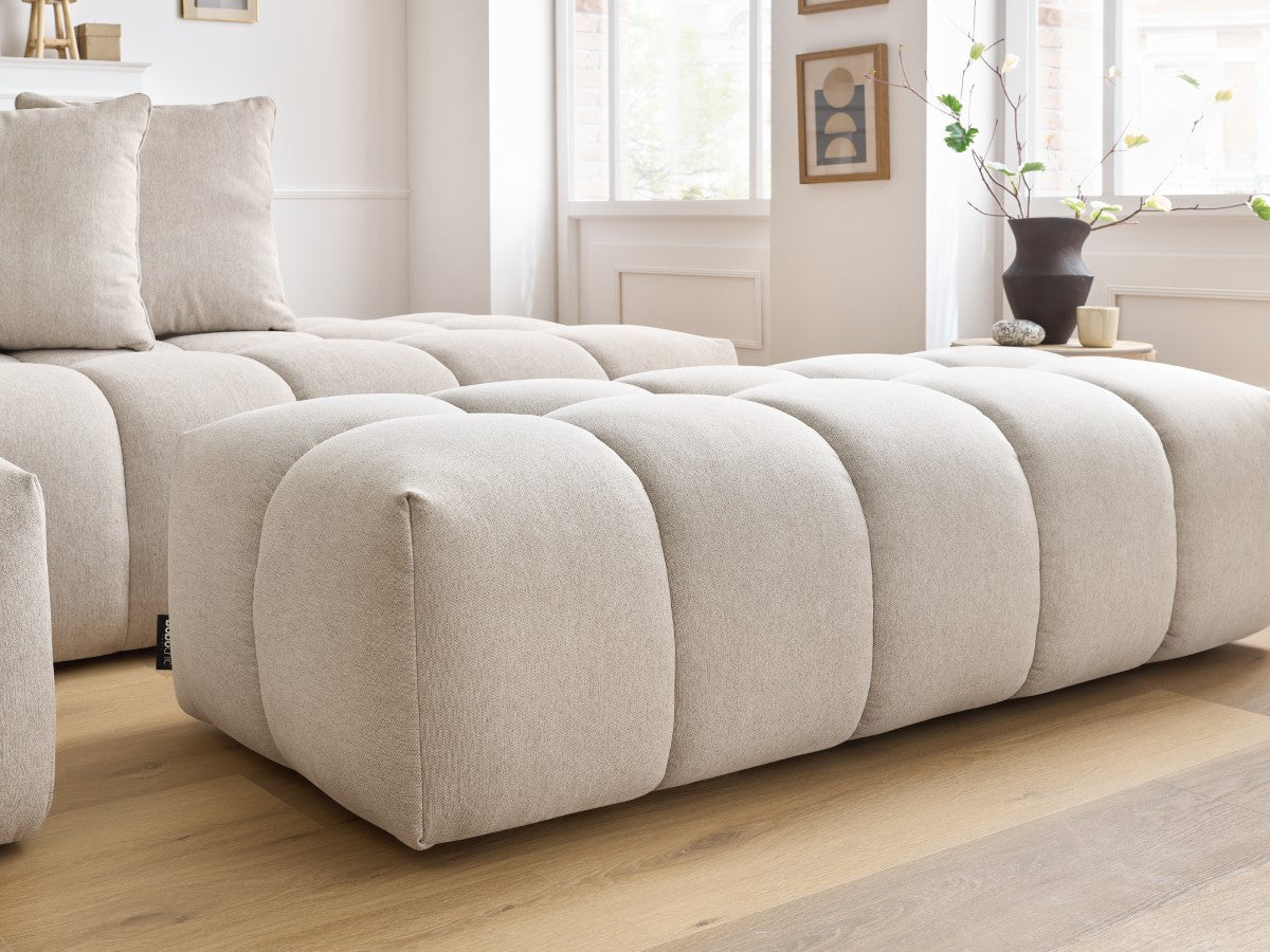 Canapé d'angle fixe MONT-BLANC tissu avec pouf Angle gauche