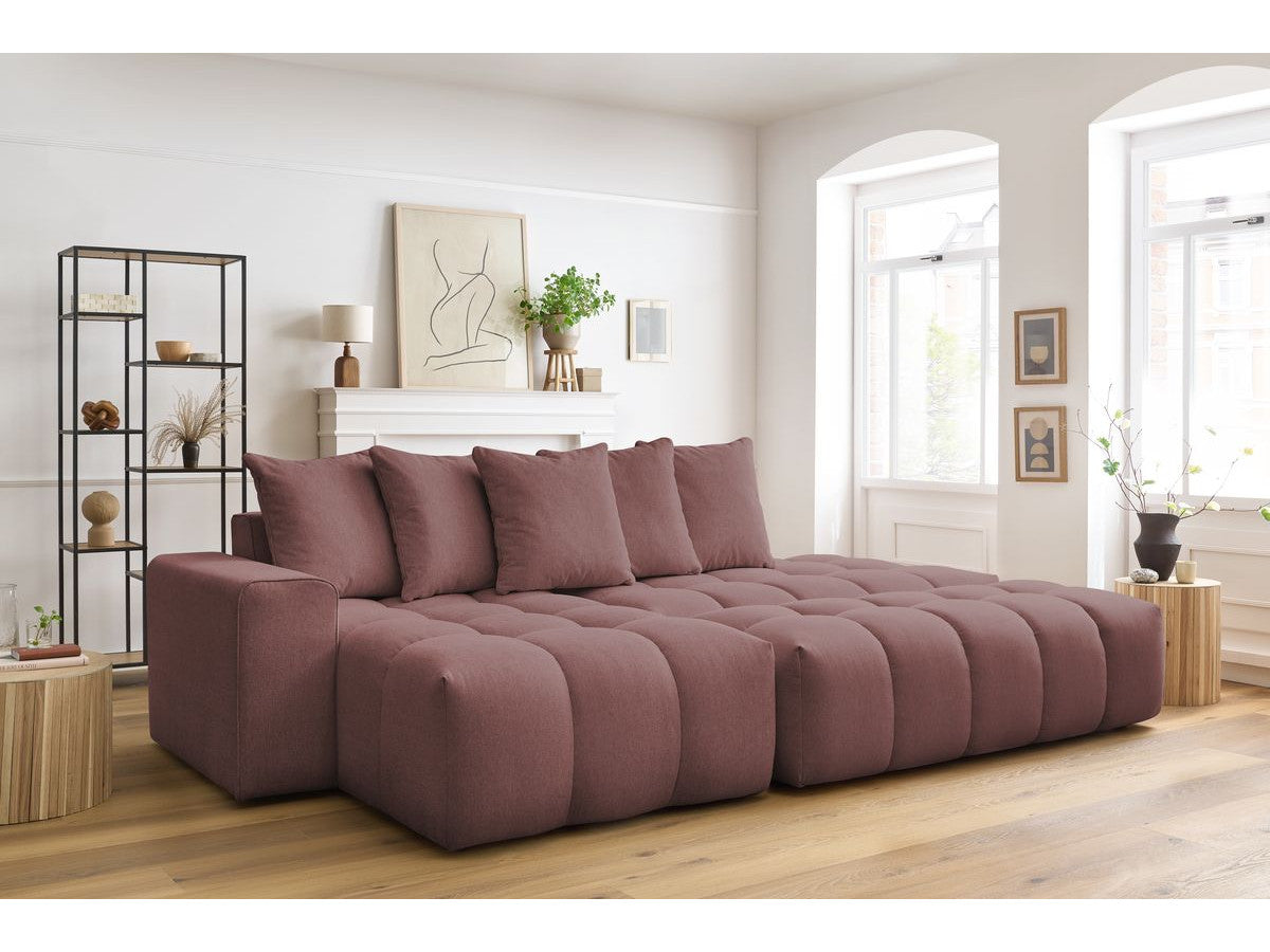 Canapé d'angle fixe MONT-BLANC tissu avec pouf Angle gauche