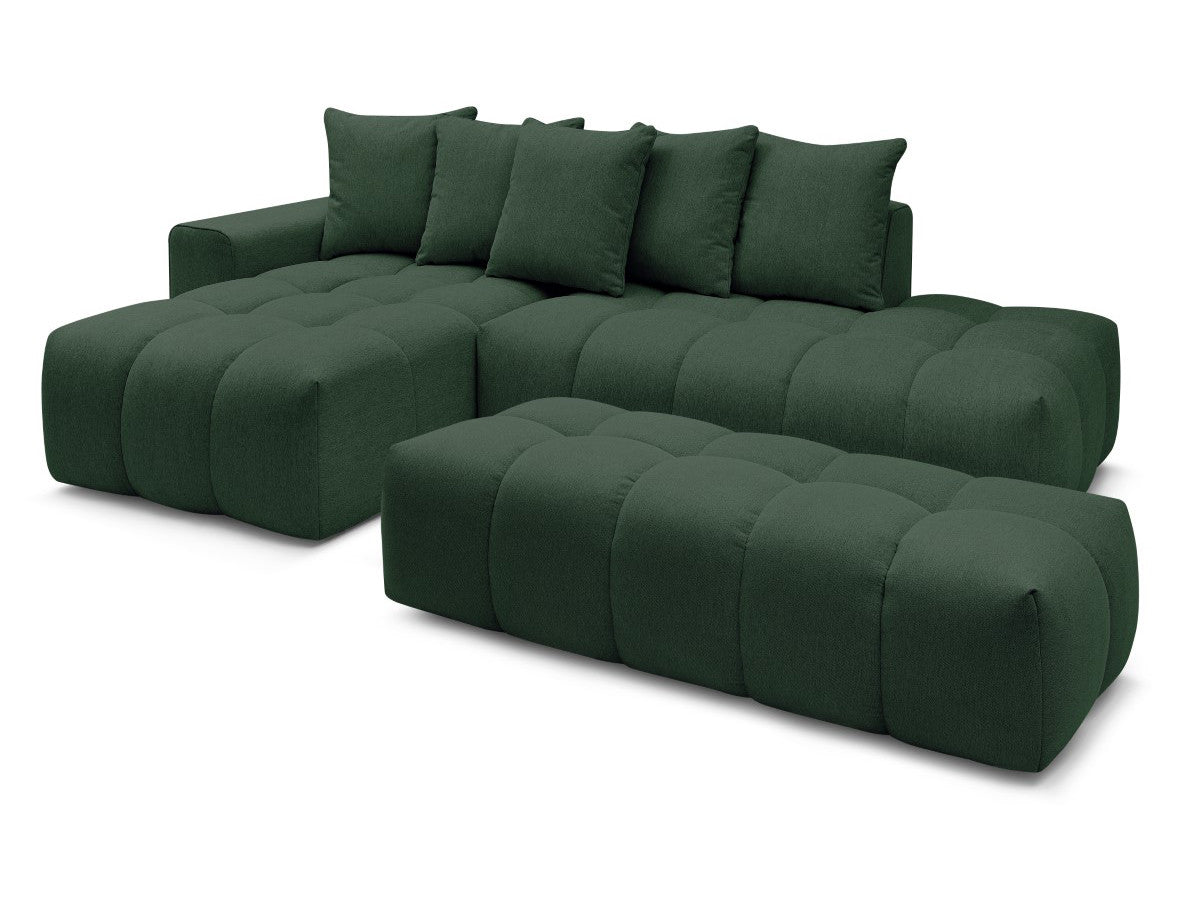 Canapé d'angle fixe MONT-BLANC tissu avec pouf Angle gauche