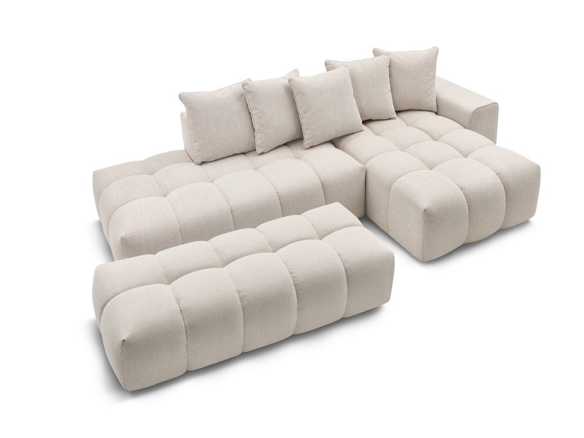 Canapé d'angle fixe MONT-BLANC tissu avec pouf Angle droit