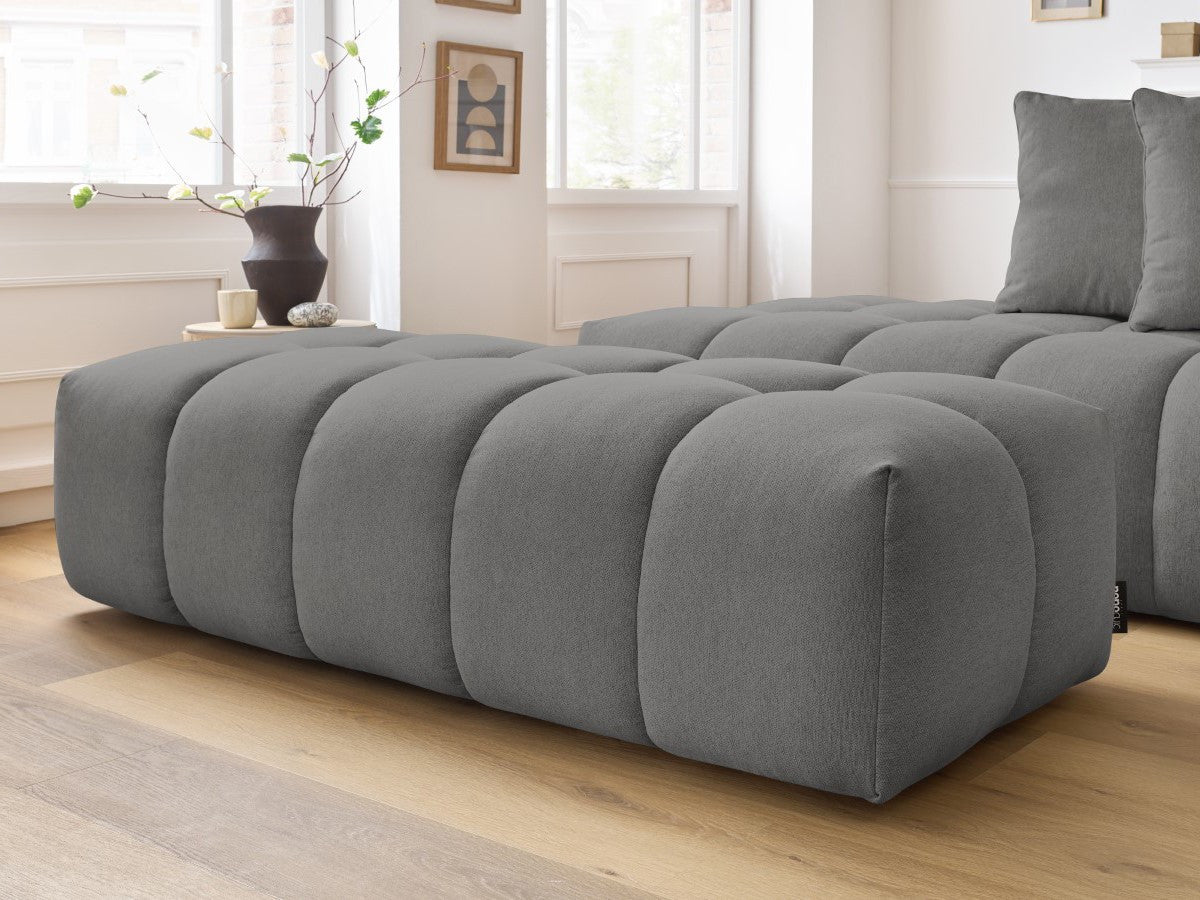 Canapé d'angle fixe MONT-BLANC tissu avec pouf Angle droit
