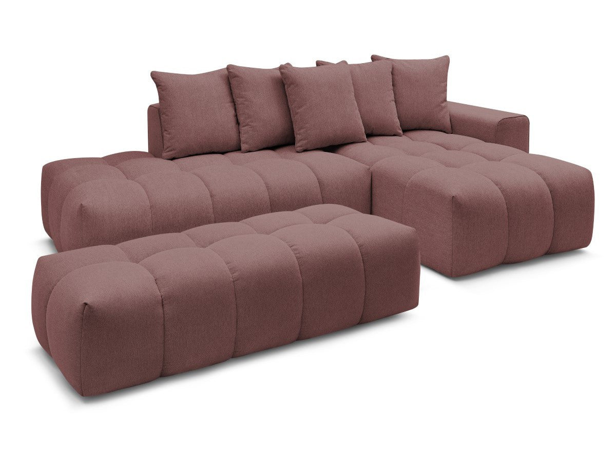 Canapé d'angle fixe MONT-BLANC tissu avec pouf Angle droit