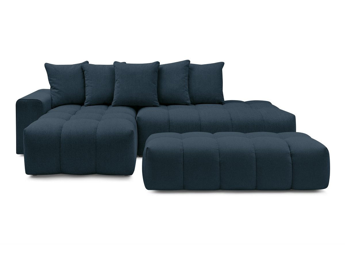 Canapé d'angle fixe MONT-BLANC tissu avec pouf Angle gauche