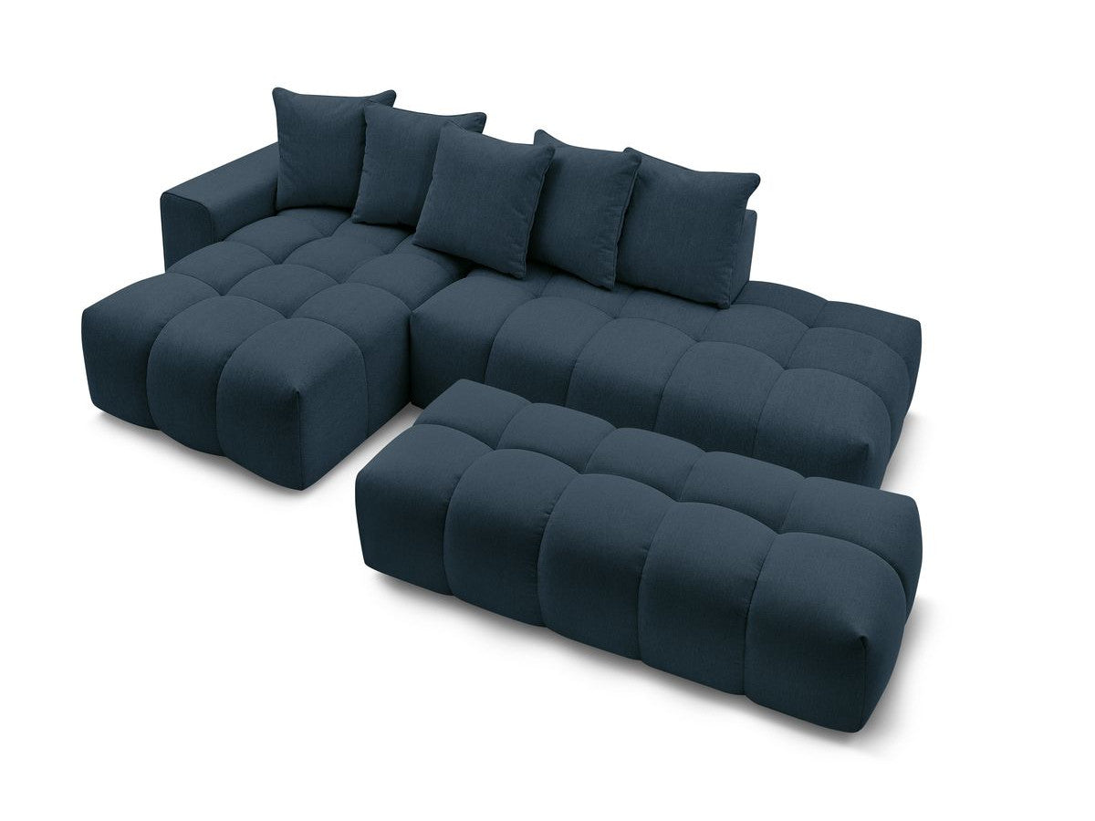 Canapé d'angle fixe MONT-BLANC tissu avec pouf Angle gauche