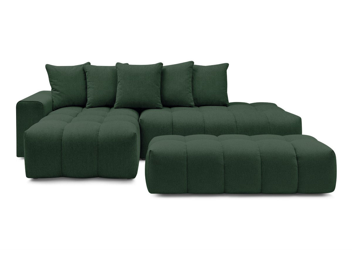 Canapé d'angle fixe MONT-BLANC tissu avec pouf Angle gauche