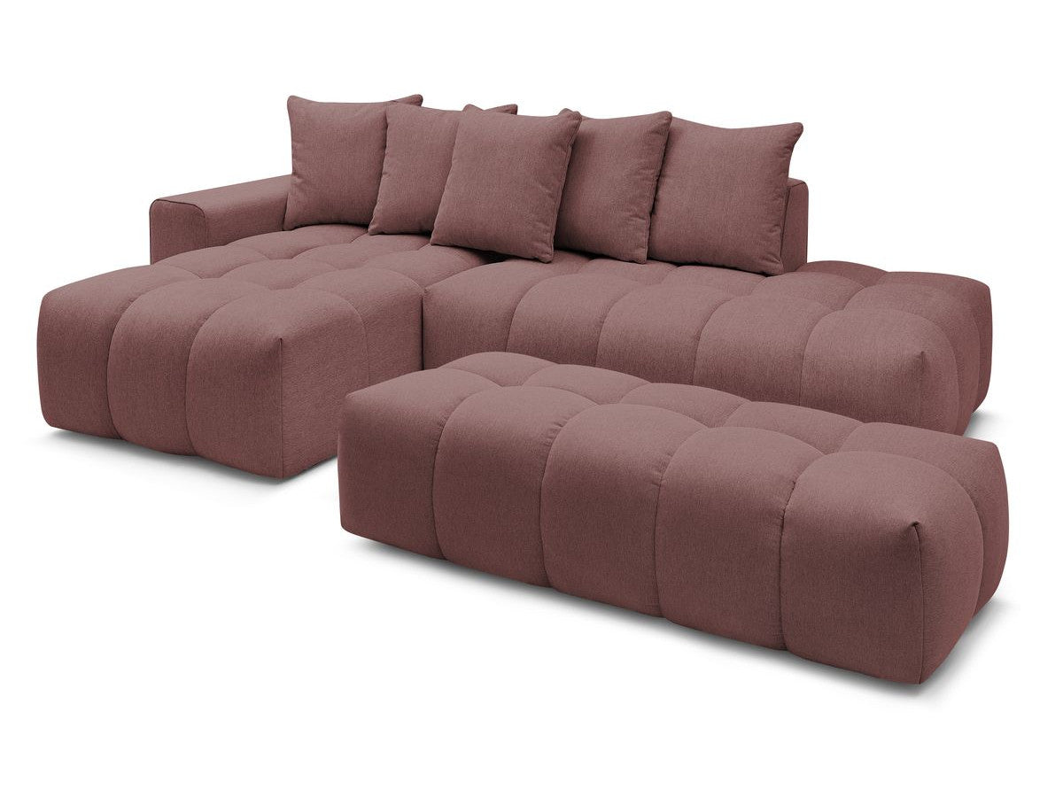 Canapé d'angle fixe MONT-BLANC tissu avec pouf Angle gauche