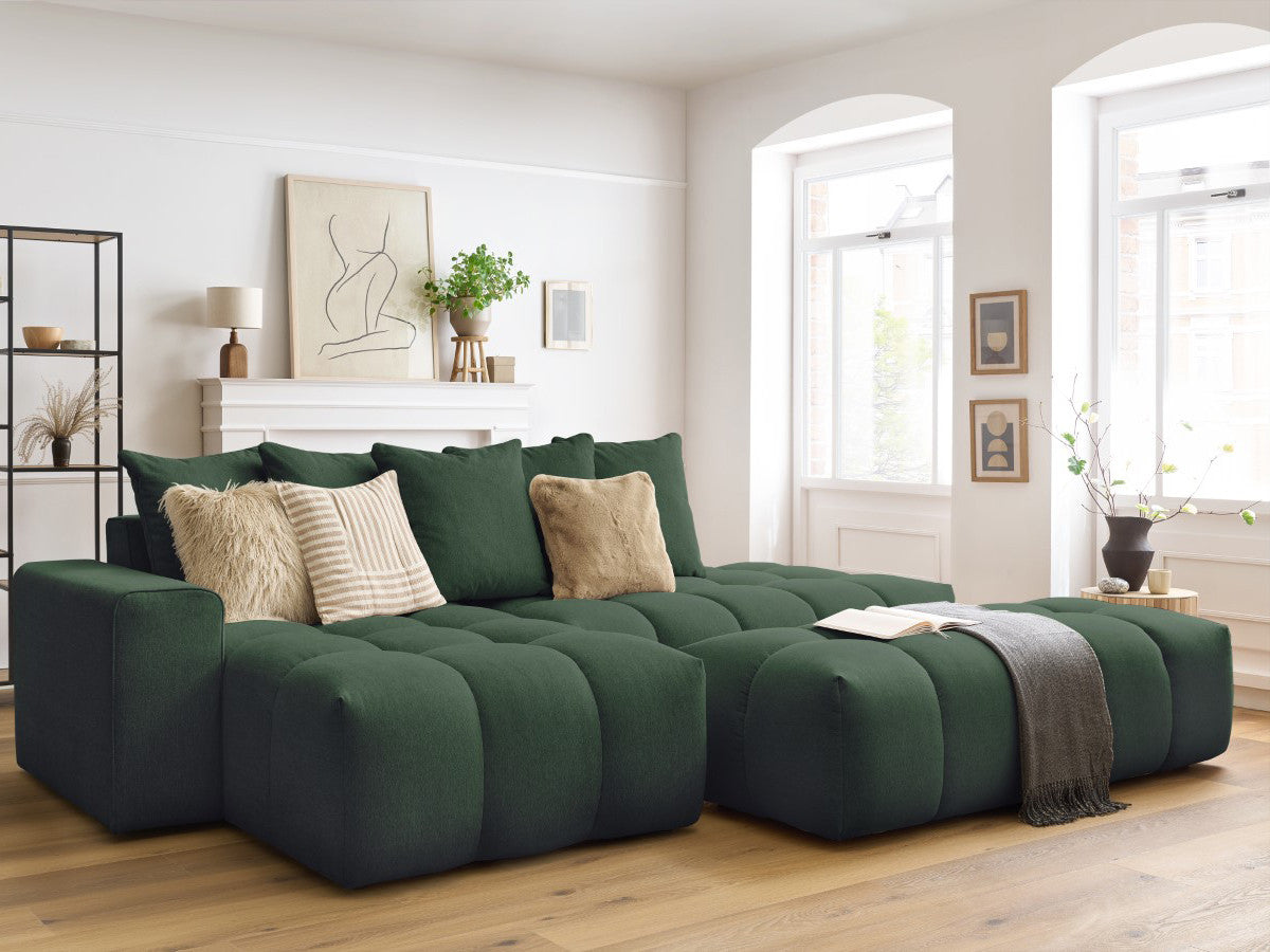 Canapé d'angle fixe MONT-BLANC tissu avec pouf Angle gauche