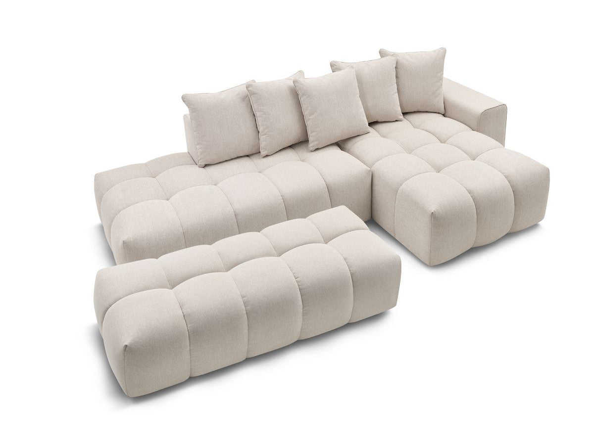 Canapé d'angle fixe MONT-BLANC tissu avec pouf Angle droit