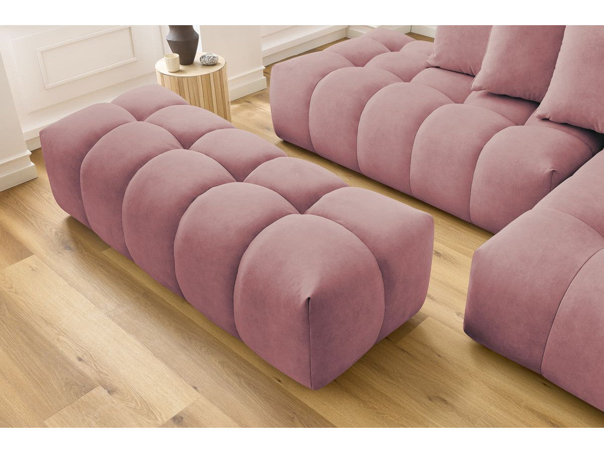 Canapé d'angle fixe MONT-BLANC velours avec pouf Angle droit