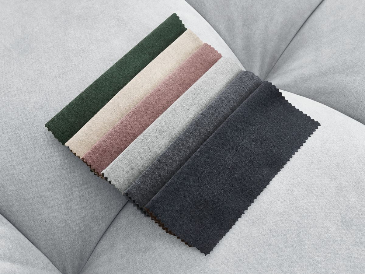 Canapé d'angle fixe MONT-BLANC velours avec pouf Angle droit